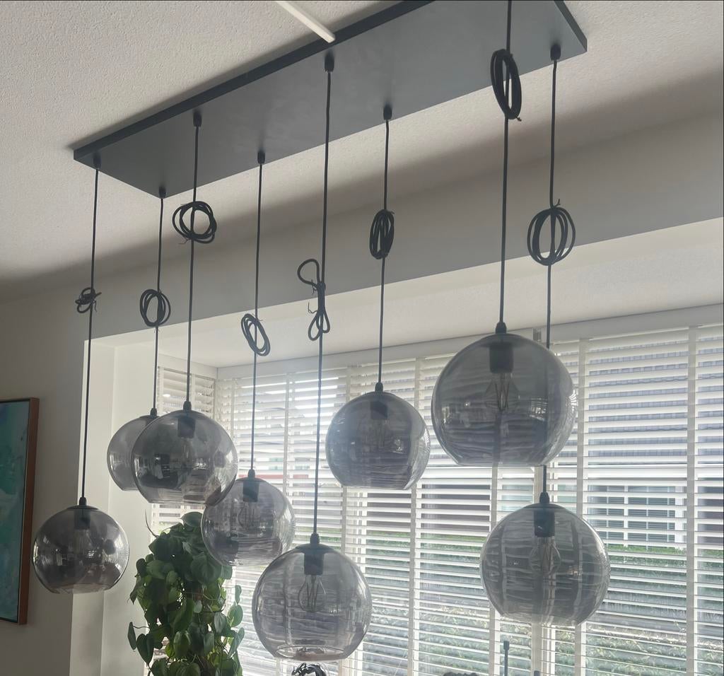Hanglampen voor eettafel, verstelbaar, met slimme peertjes, Huis en Inrichting, Lampen | Hanglampen, Ophalen, Gebruikt, Metaal