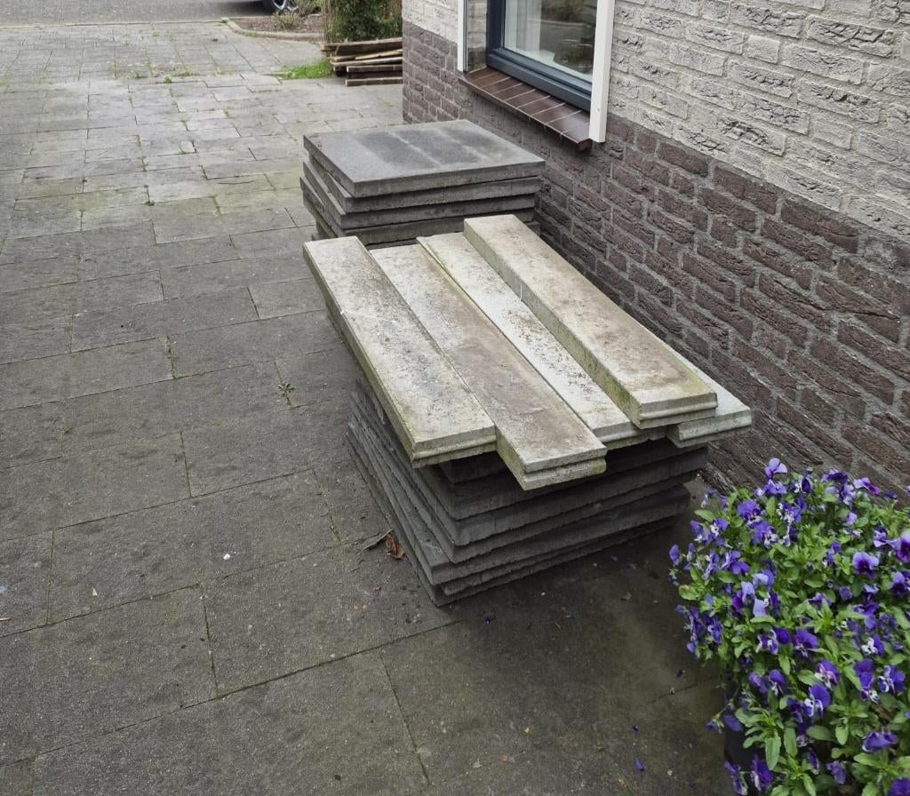 Tuintegels 60x60. Gratis af te halen, Ophalen, Gebruikt, Beton, Terrastegels