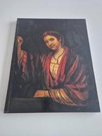 Oud schilderij: Vrouw in rode mantel, Ophalen of Verzenden