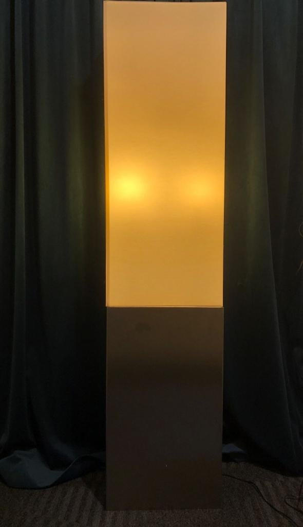 Unieke RVS Sta-lamp handgemaakt, Huis en Inrichting, Lampen | Vloerlampen, Gebruikt, 150 tot 200 cm, Metaal, Ophalen