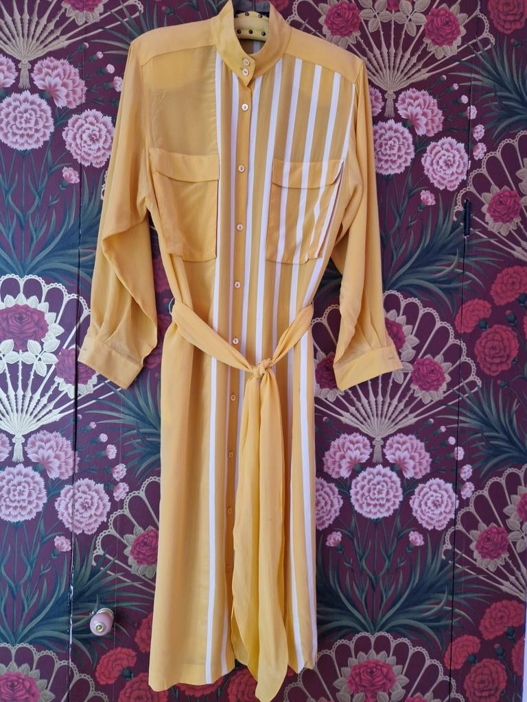 Vintage Louis Féraud zomerjurk, maat 42, Kleding | Dames, Jurken, Geel, Maat 42/44 (L), Louis Féraud, Ophalen of Verzenden