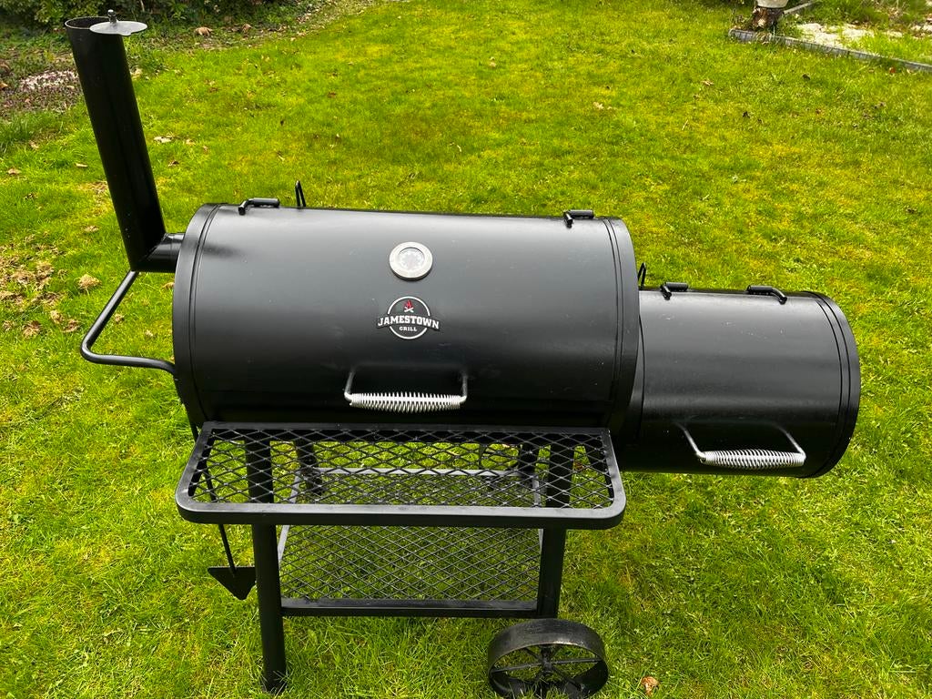 BBQ smoker stoomlocomotief Jamestown Grill izgst, Tuin en Terras, Houtskoolbarbecues, Ophalen, Gebruikt