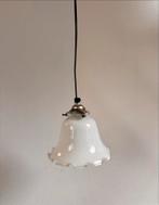 Vintage Opale Glazen hanglamp met Golvende Rand, Ophalen, Gebruikt, Glas, Minder dan 50 cm