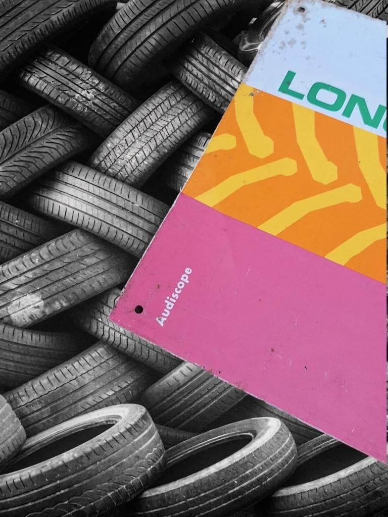 Vintage Dunlop Stabilarge banden Audiscope reclamebord., Reclamebord, Gebruikt, ., Ophalen of Verzenden