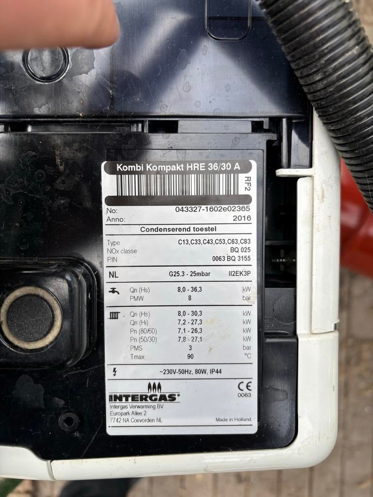 Intergas Kombi Kompakt HRE 36/30 A CV ketel, Ophalen, Gebruikt, Aardgas, Boiler