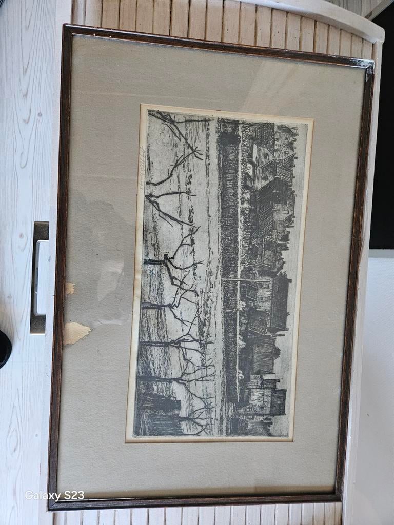 Oude ets met vlekje A J Neuhuys., Ophalen of Verzenden