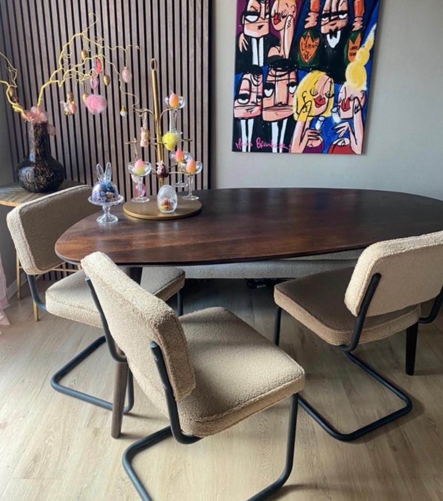 3x eetkamerstoel teddy beige home67 wehkamp, Huis en Inrichting, Ophalen, Overige kleuren, Drie, Zo goed als nieuw