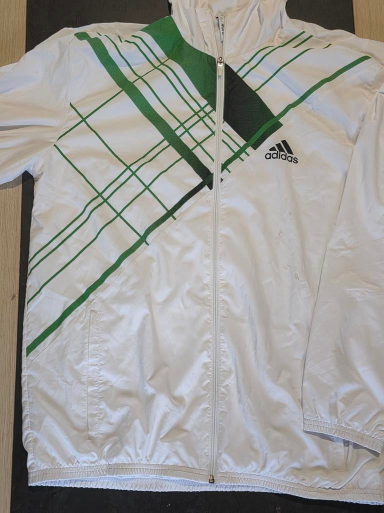Adidas Heren Sportjack - Wit/Groen, Maat 48/50 (M), Wit, Wandelen of Outdoor, Ophalen of Verzenden