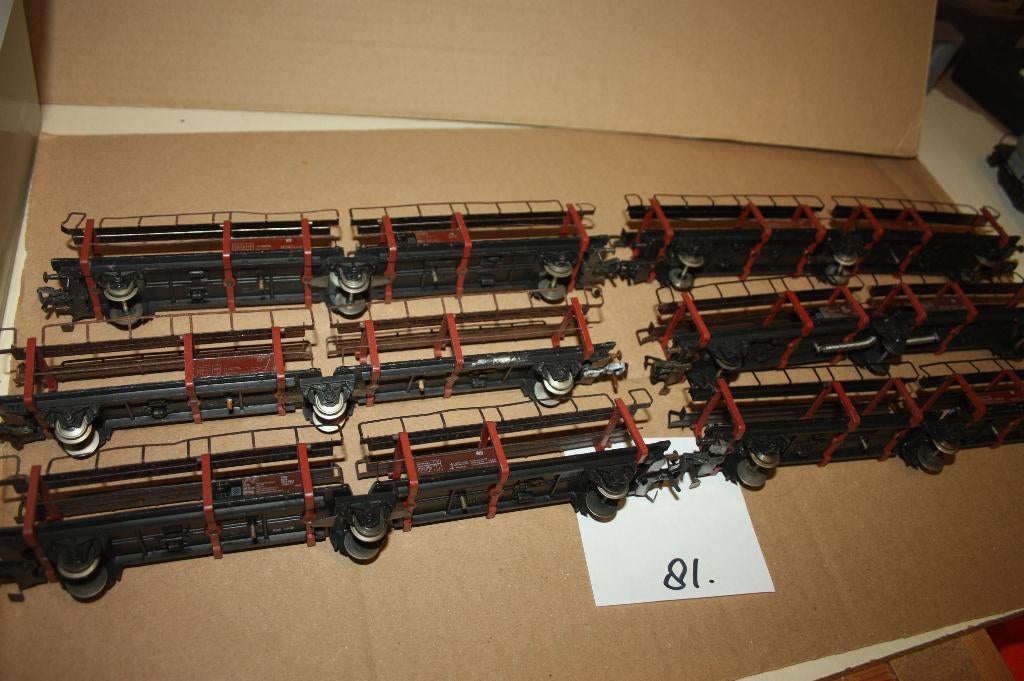 81)  zes Fleischmann autotransporters, Gebruikt, Gelijkstroom, Fleischmann, Wagon