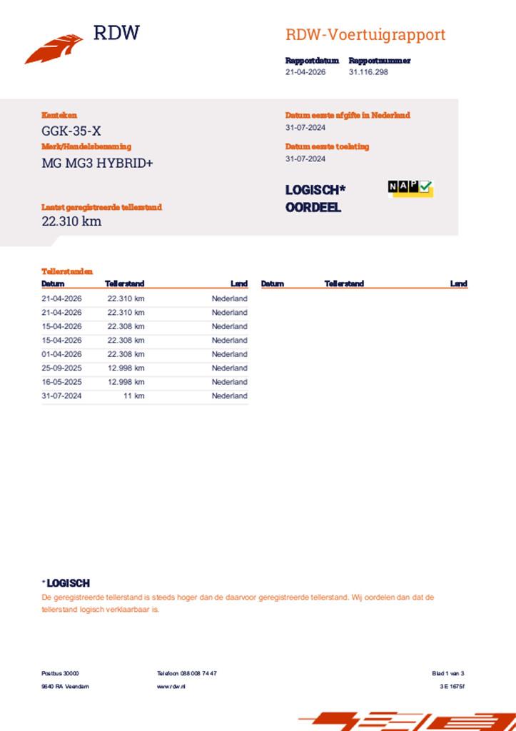 MG MG3 Hybrid+ 1.5 Hybrid+ Standard AUTOMAAT 24.000km | NLau, Auto's, MG, 12 maanden, Stof, 4 cilinders, Blauw