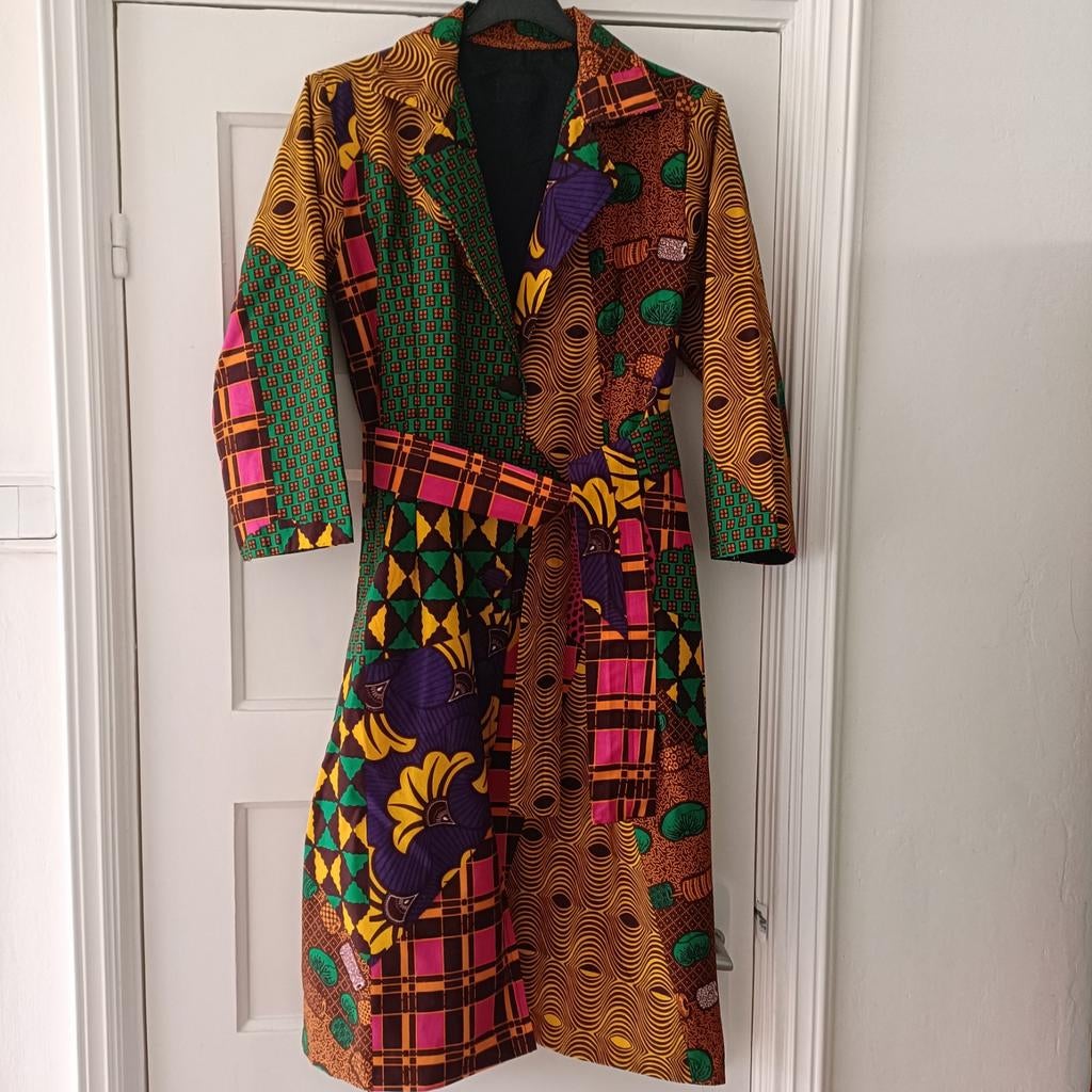 Lange jas / jurk met kleurrijke print, Kleding | Dames, Ophalen of Verzenden, Zo goed als nieuw, Maat 38/40 (M)