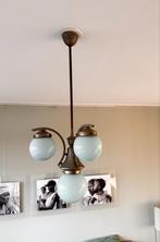 Prachtige Art Deco plafondlamp met 3 opaline bollen, Ophalen, Gebruikt, Glas, 75 cm of meer