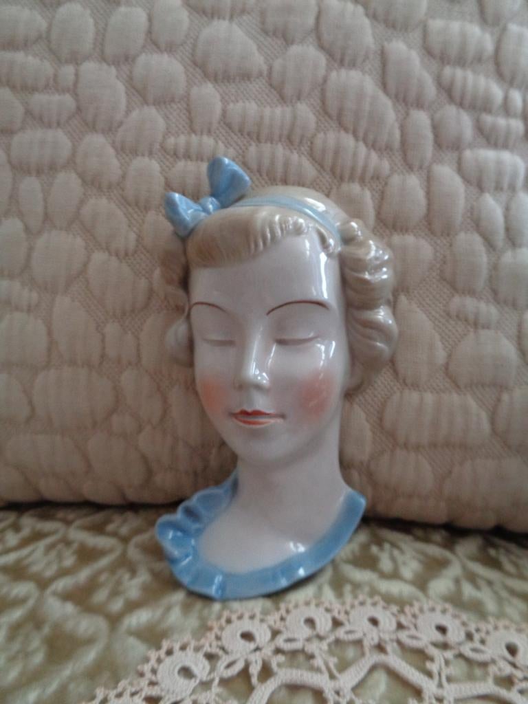 Vintage Porseleinen Wandhoofdje / Masker Germany **Mimosa**, Ophalen of Verzenden