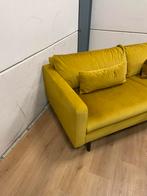 Mooie luxe suede velvet ochre gele 2,5 zit bank - GEREINIGD!, Ophalen, Luxe, Zo goed als nieuw, Rechte bank