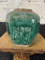 Vintage antieke gemberpot groot model jadegroen sober, Ophalen of Verzenden