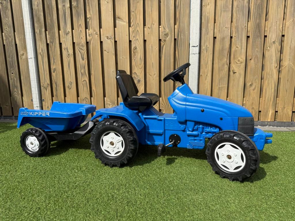 Traptrekker Rolly Toys met aanhanger - Blauw, Ophalen, Gebruikt, Trapvoertuig