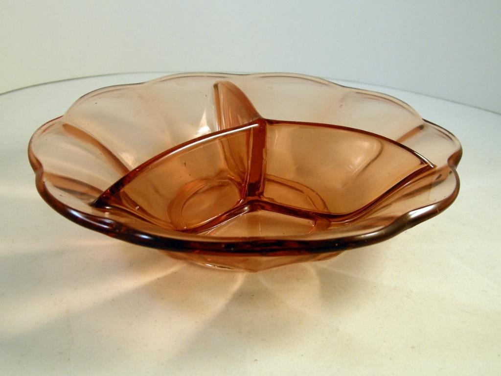 3 VAKS SCHAAL ROZE PERSGLAS, Antiek en Kunst, Ophalen of Verzenden