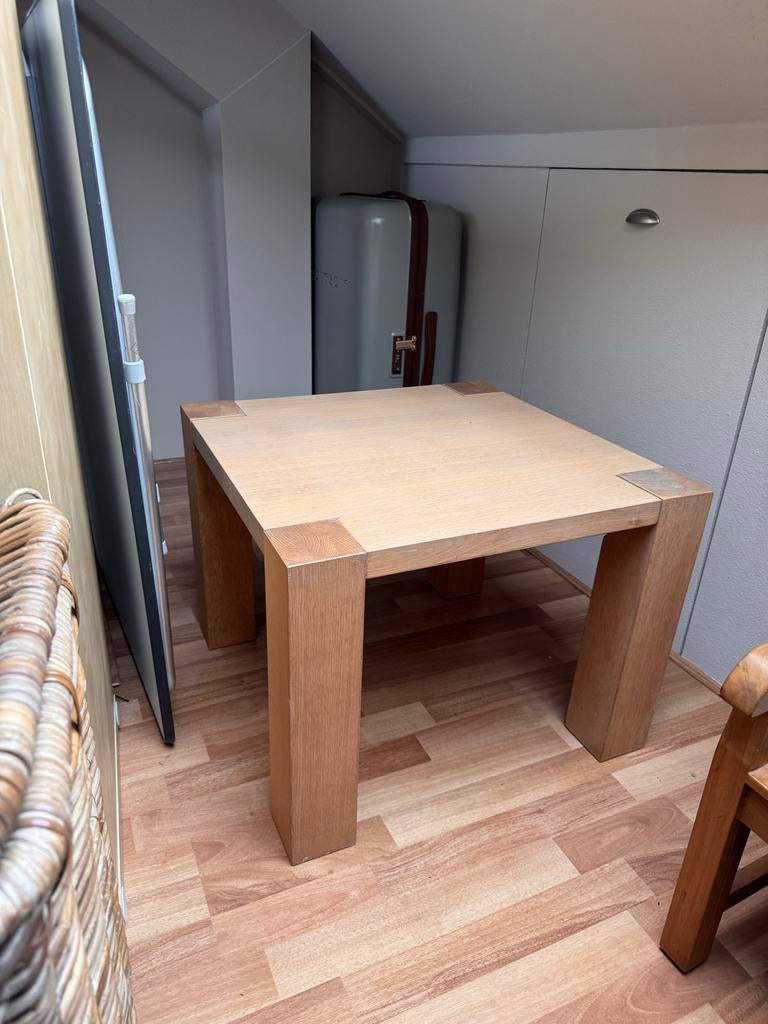 Massief Eiken Bijzettafel - 60x60x45 cm, Gebruikt, Vierkant, 55 tot 75 cm, Hout