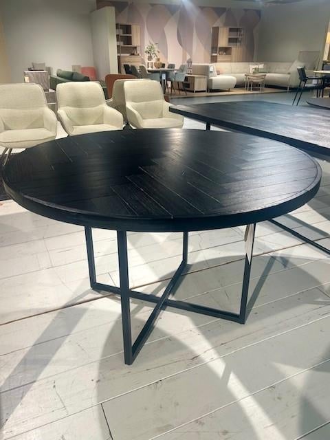 Ronde eettafel zwart, Huis en Inrichting, Tafels | Eettafels, Ophalen, Gebruikt, Rond, Vier personen