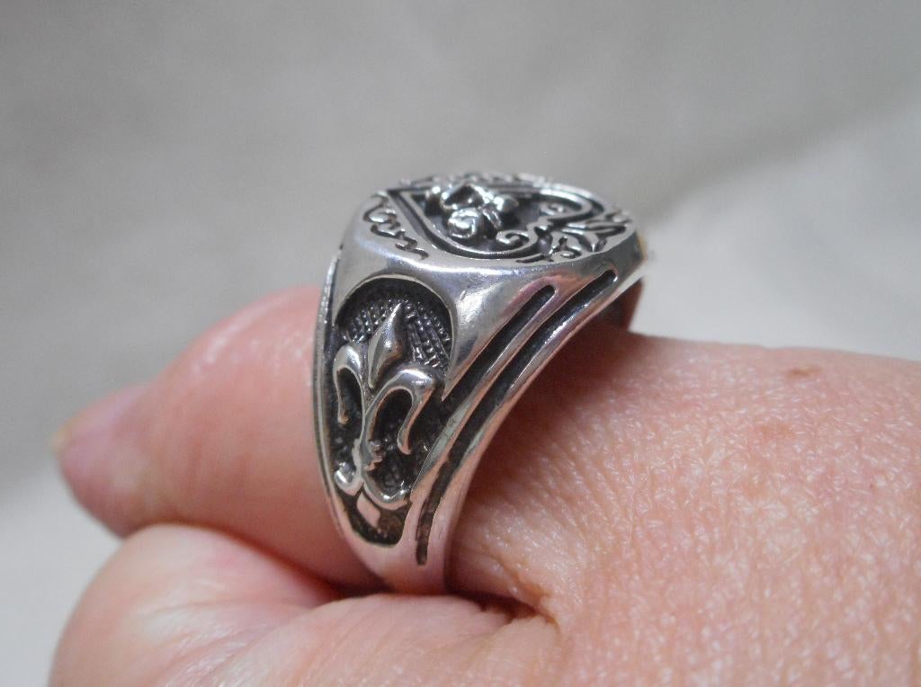 Zilveren heren ring skull met roos maat 22 nr.1703, Sieraden, Tassen en Uiterlijk, Ringen, 20 of groter, Verzenden, Heer, Zo goed als nieuw