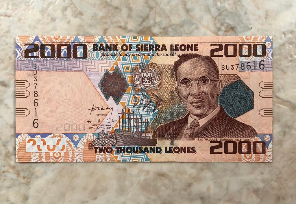 2000 leones 2010, Sierra Leone., Verzenden, Overige landen, Los biljet