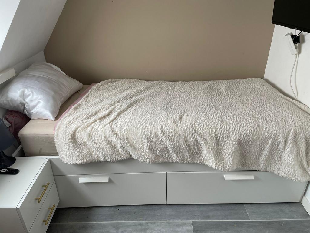 Bed 90 x 200 IKEA BRIMNES, Ophalen, Gebruikt, Eenpersoons, 90 cm