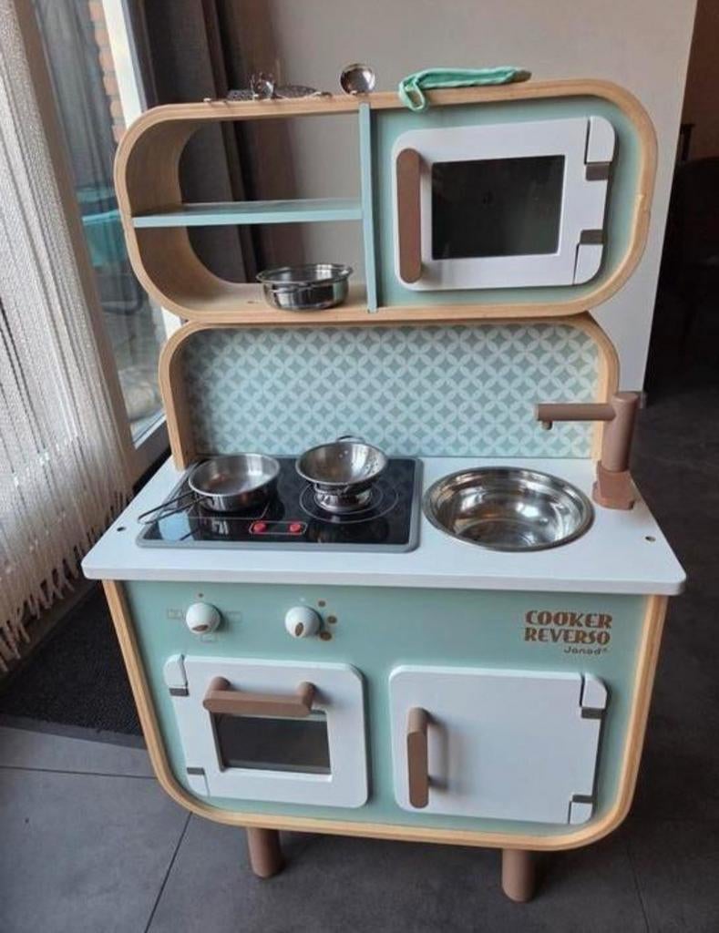 Janod Reverso Houten Speelkeuken & Wasstraat 2-in-1, Ophalen, Zo goed als nieuw, Hout, Speelkeuken