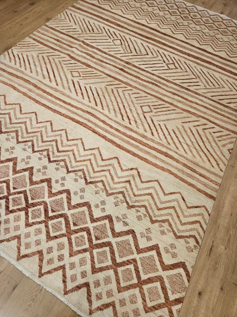 Handgeknoopt oosters tapijt modern design 300x196, Huis en Inrichting, Info@SlatsAntiek.nl, Bruin, Perzisch, 150 tot 200 cm