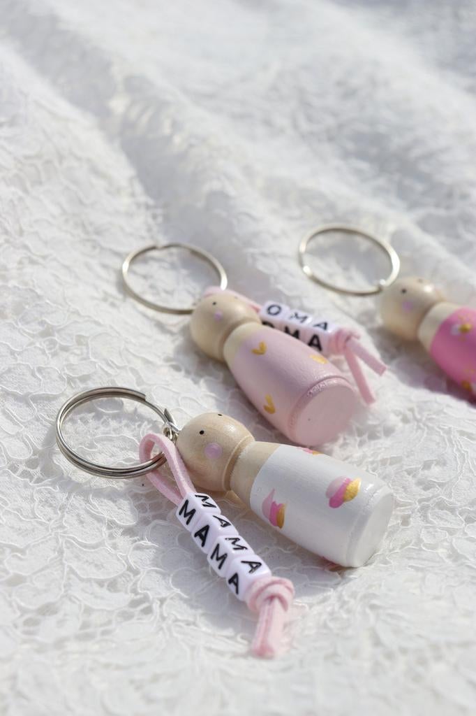 Gelukspoppetje met naam juffendag kadootje sleutelhanger, Ophalen of Verzenden, Nieuw