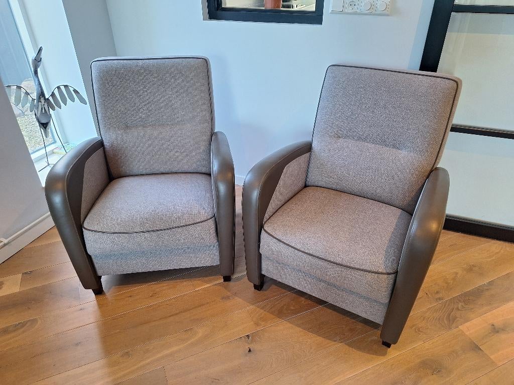 Relax fauteuil stof met leer, verstelbare zitdiepte, Ophalen, Onbekend, Nieuw, 75 tot 100 cm