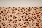 Coupon quilt 100% katoen stof - beige rood bloemen #4000, Beige, Nieuw, Ophalen of Verzenden, 30 tot 120 cm