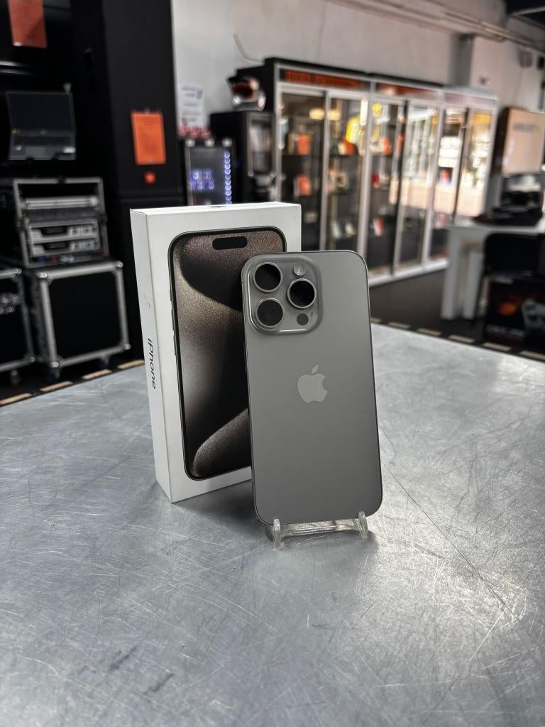 iPhone 15 Pro 128gb Naturel Titanium Batterij 85% in doos, ., Ophalen of Verzenden, Zo goed als nieuw, .