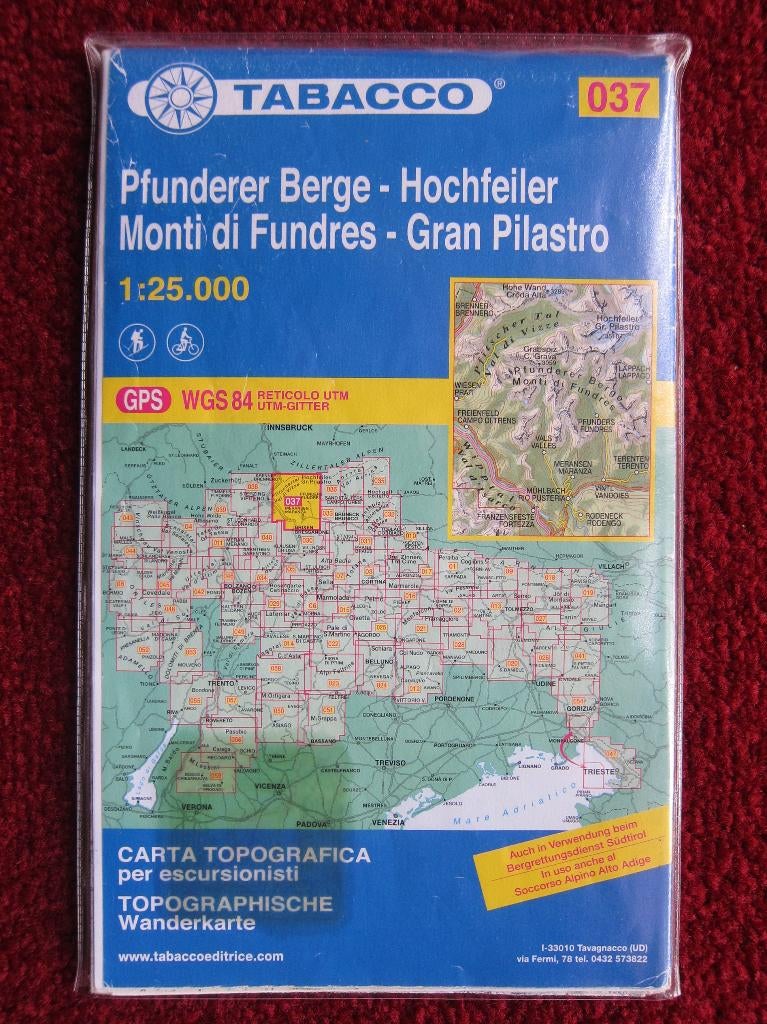 Tabacco Wanderkarte 037 Pfunderer Berge - Hochfeiler, 2013, Boeken, Atlassen en Landkaarten, Gelezen, Verzenden, 2000 tot heden
