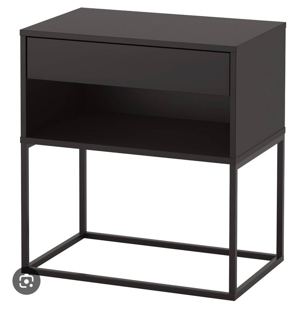Ikea VIKHAMMER nachtkastje 60x39x65 cm zwart - 2 stuks, Huis en Inrichting, Slaapkamer | Nachtkastjes, Gebruikt, Metaal of Aluminium