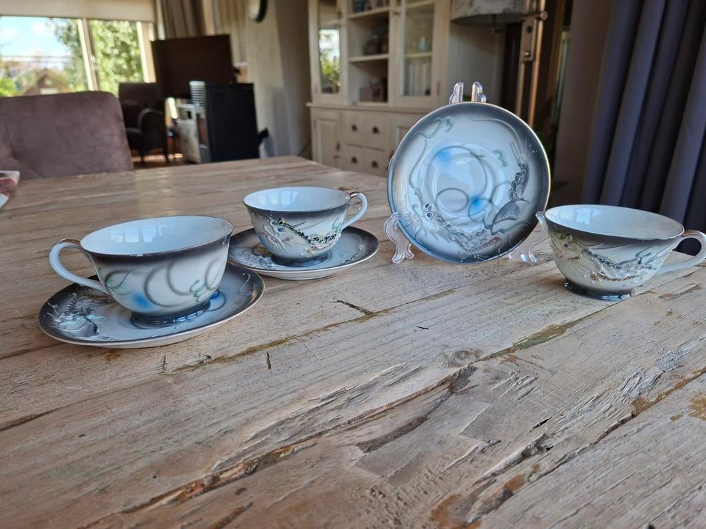 Vintage Japans Dragonware Servies - Geisha Lithofaan, Ophalen of Verzenden