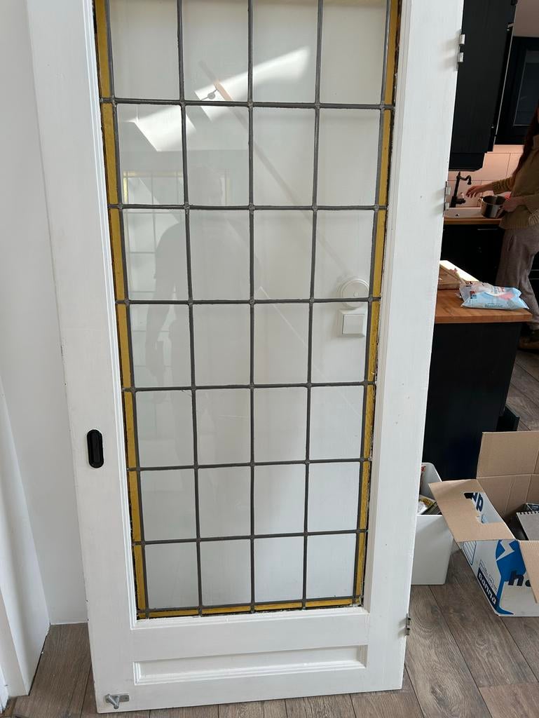 Glas in lood binnen deur twee stuks, Doe-het-zelf en Verbouw, Deuren en Horren, Ophalen of Verzenden