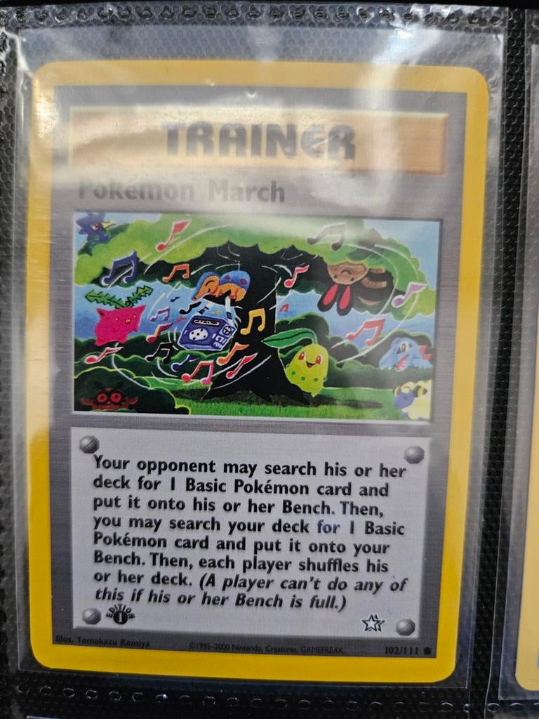 Pokemon March 102/111 Neo Genesis, Ophalen of Verzenden, Zo goed als nieuw, Losse kaart, Foil