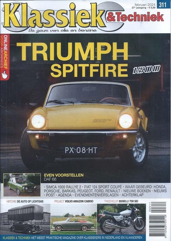 Klassiek & Techniek 311 2024 : Triumph Spitfire - Simca 1000, Boeken, Auto's | Folders en Tijdschriften, Ophalen of Verzenden
