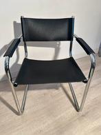 Stoel in Bauhaus-stijl  zwart leer made in italy, Huis en Inrichting, Stoelen, Zwart, Leer, Ophalen of Verzenden, Zo goed als nieuw
