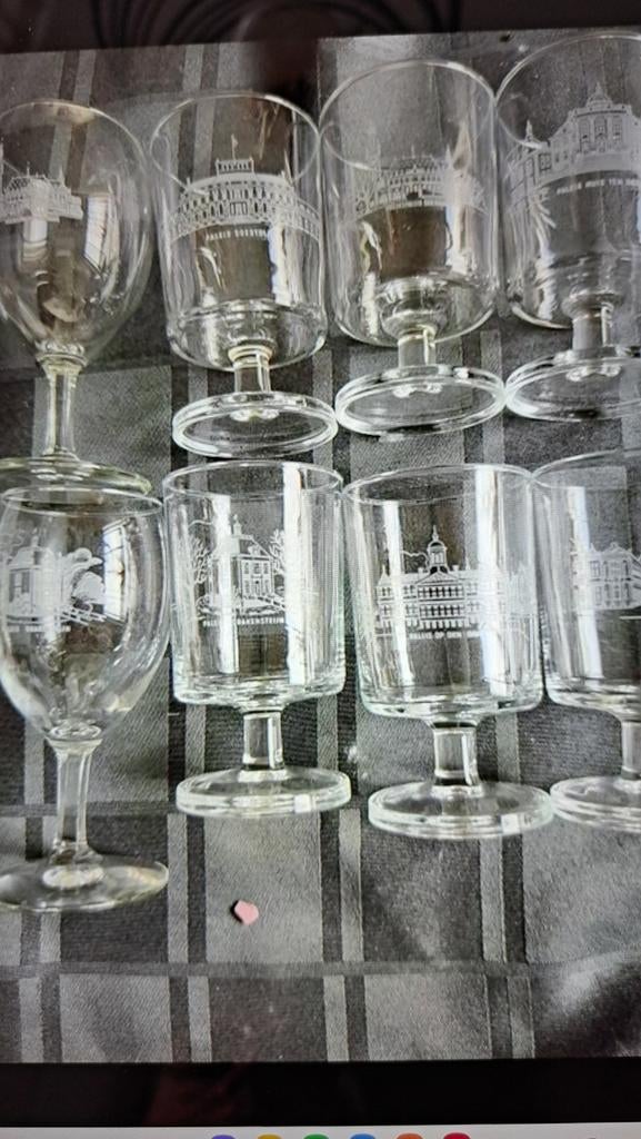 Glazen met Paleis Noordeinde opdruk, Antiek en Kunst, Ophalen of Verzenden