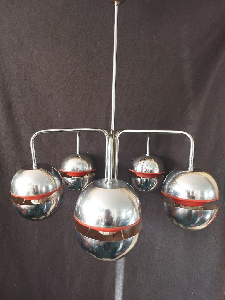 Vintage Kaiser Chroom Atomic Lamp Jaren 70 Space Age, Huis en Inrichting, Lampen | Hanglampen, Ophalen, Gebruikt, 50 tot 75 cm