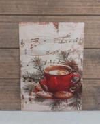 Vintage look kerst-kaart warme drank met koekjes, Ophalen of Verzenden, 1980 tot heden, Ongelopen, Feest(dag)