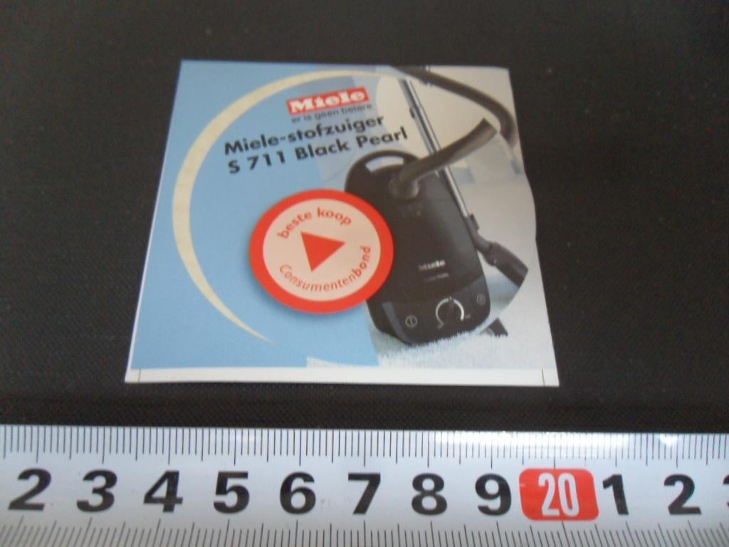 sticker MIELE stofzuiger S 711 Black Pearl, Verzamelen, Stickers, Zo goed als nieuw, Ophalen