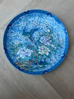 Wandbord 26cm blauw roze tinten, Antiek en Kunst, Ophalen of Verzenden