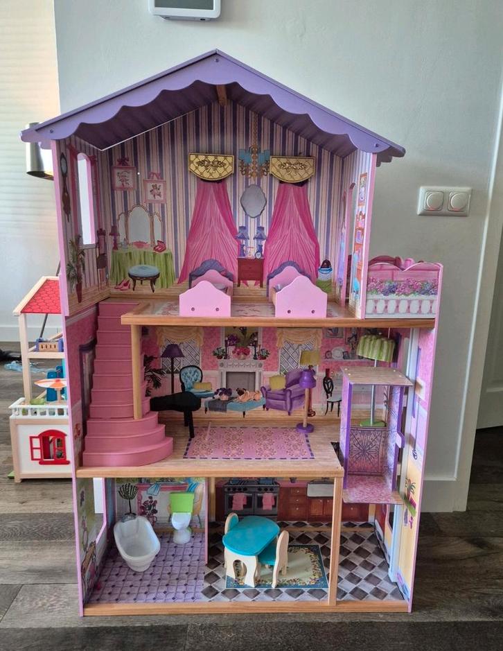 Kidkraft Amelie houten poppenhuis inclusief meubels, Kinderen en Baby's, Speelgoed | Poppenhuizen, Zo goed als nieuw, Poppenhuis