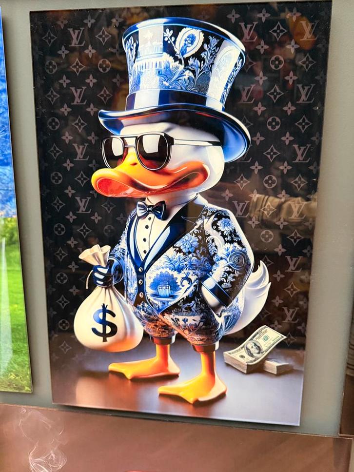 Dagobert Duck plexiglass schilderij, Antiek en Kunst, Kunst | Schilderijen | Modern, Ophalen of Verzenden