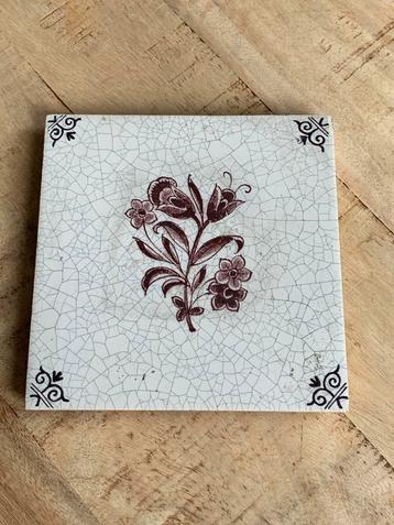 Vintage Tegel Holland Estraven - Bloemmotief beschikbaar voor biedingen