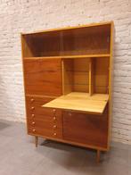 Secretaire Strak 160 design, met Lades en vitrine gedeelte, Verzenden, Gebruikt, Midcentury sixties seventies