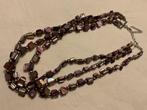 Paarse parelmoer schelp kralen ketting 3 strengen, Sieraden, Tassen en Uiterlijk, Kettingen, Verstelbaar, Paars, Ophalen of Verzenden