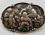 Zilveren Broche Jan Steen - De Tandentrekker, Verzenden, Gebruikt, 4 tot 7 cm, Zilver